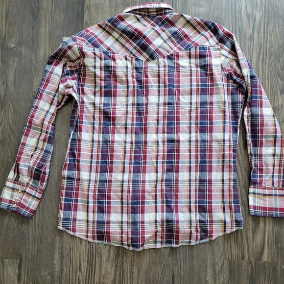 Wrangler Men's Button-Up Shirt Size L Multicolor Pearl Snap Cotton Long Sleeves - Picture 2 of 7